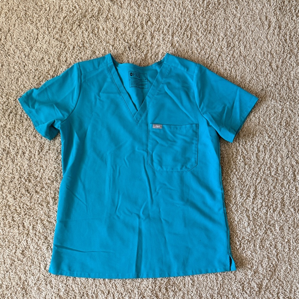 Figs Women's Blue V-Neck Top
